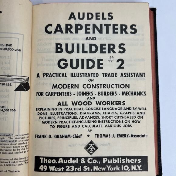 Audels Carpenters and Builders Guide Book 2 Hardcover Embossed Leather 1951 copy - Picture 8 of 10